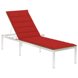 NNEVL Sun Lounger with Cushion Solid Teak Wood and Stainless Steel