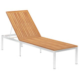 NNEVL Sun Lounger with Cushion Solid Teak Wood and Stainless Steel