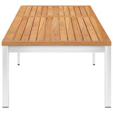 NNEVL Sun Lounger with Cushion Solid Teak Wood and Stainless Steel