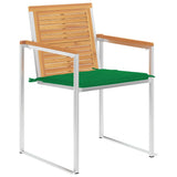 NNEVL Garden Chairs with Cushions 2 pcs Solid Teak Wood and Steel