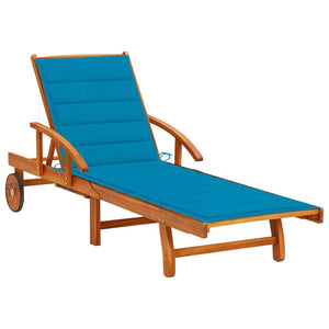 NNEVL Garden Sun Lounger with Cushion Solid Wood Acacia