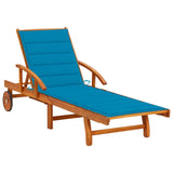 NNEVL Garden Sun Lounger with Cushion Solid Wood Acacia