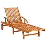NNEVL Garden Sun Lounger with Cushion Solid Wood Acacia