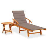 NNEVL Garden Sun Lounger with Table and Cushion Solid Acacia Wood