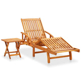 NNEVL Garden Sun Lounger with Table and Cushion Solid Acacia Wood