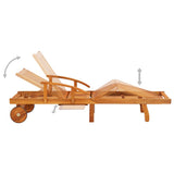 NNEVL Garden Sun Lounger with Table and Cushion Solid Acacia Wood