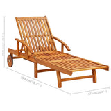 NNEVL Garden Sun Lounger with Table and Cushion Solid Acacia Wood