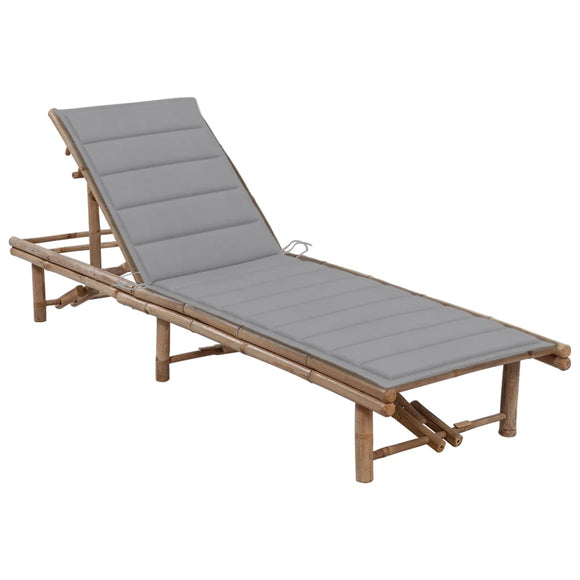 NNEVL Garden Sun Lounger with Cushion Bamboo