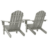 NNEVL Garden Adirondack Chairs with Tea Table Solid Fir Wood Grey