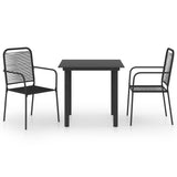 NNEVL 3 Piece Garden Dining Set Black Glass and Steel