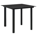 NNEVL 3 Piece Garden Dining Set Black Glass and Steel