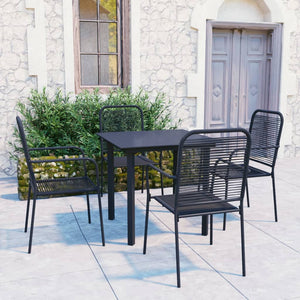 NNEVL 5 Piece Garden Dining Set Black Glass and Steel