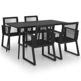 NNEVL 5 Piece Outdoor Dining Set PVC Rattan Black