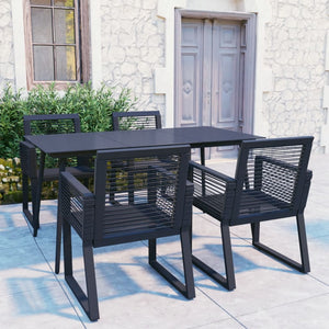 NNEVL 5 Piece Outdoor Dining Set PVC Rattan Black