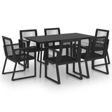 NNEVL 7 Piece Outdoor Dining Set PVC Rattan Black