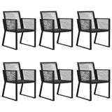 NNEVL 7 Piece Outdoor Dining Set PVC Rattan Black