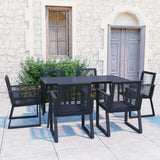 NNEVL 7 Piece Outdoor Dining Set PVC Rattan Black