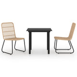 NNEVL 3 Piece Outdoor Dining Set Poly Rattan and Glass