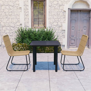 NNEVL 3 Piece Outdoor Dining Set Poly Rattan and Glass