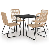 NNEVL 5 Piece Outdoor Dining Set Poly Rattan and Glass