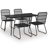 NNEVL 5 Piece Outdoor Dining Set Poly Rattan and Glass
