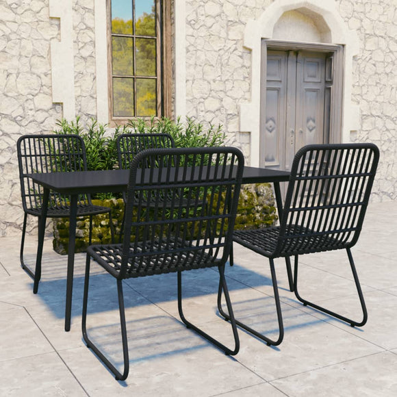 NNEVL 5 Piece Outdoor Dining Set Poly Rattan and Glass
