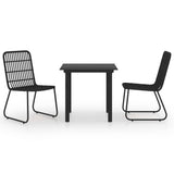 NNEVL 3 Piece Outdoor Dining Set Poly Rattan and Glass