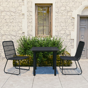 NNEVL 3 Piece Outdoor Dining Set Poly Rattan and Glass