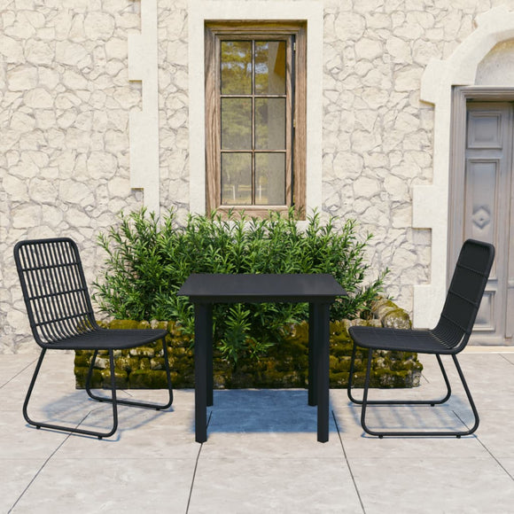NNEVL 3 Piece Outdoor Dining Set Poly Rattan and Glass