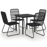 NNEVL 5 Piece Outdoor Dining Set Poly Rattan and Glass