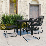 NNEVL 5 Piece Outdoor Dining Set Poly Rattan and Glass