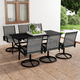 NNEVL 7 Piece Garden Dining Set Textilene and Steel