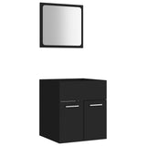 NNEVL 2 Piece Bathroom Furniture Set Black Chipboard