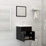 NNEVL 2 Piece Bathroom Furniture Set Black Chipboard