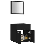 NNEVL 2 Piece Bathroom Furniture Set Black Chipboard