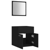 NNEVL 2 Piece Bathroom Furniture Set Black Chipboard