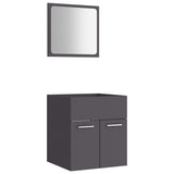 NNEVL 2 Piece Bathroom Furniture Set Grey Chipboard
