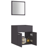 NNEVL 2 Piece Bathroom Furniture Set Grey Chipboard