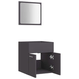 NNEVL 2 Piece Bathroom Furniture Set Grey Chipboard