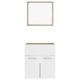 NNEVL 2 Piece Bathroom Furniture Set White and Sonoma Oak Chipboard