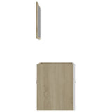 NNEVL 2 Piece Bathroom Furniture Set White and Sonoma Oak Chipboard