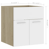 NNEVL 2 Piece Bathroom Furniture Set White and Sonoma Oak Chipboard
