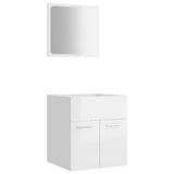 NNEVL 2 Piece Bathroom Furniture Set High Gloss White Chipboard