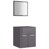 NNEVL 2 Piece Bathroom Furniture Set High Gloss Grey Chipboard