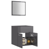 NNEVL 2 Piece Bathroom Furniture Set High Gloss Grey Chipboard