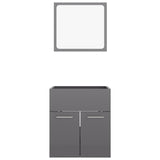 NNEVL 2 Piece Bathroom Furniture Set High Gloss Grey Chipboard