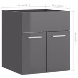 NNEVL 2 Piece Bathroom Furniture Set High Gloss Grey Chipboard