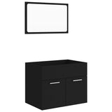 NNEVL 2 Piece Bathroom Furniture Set Black Chipboard