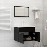 NNEVL 2 Piece Bathroom Furniture Set Black Chipboard