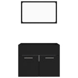 NNEVL 2 Piece Bathroom Furniture Set Black Chipboard